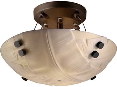 Justice Design Group Porcelina 14" 2-Light Bronze Bowl Semi Flush Mount JDPNA965035