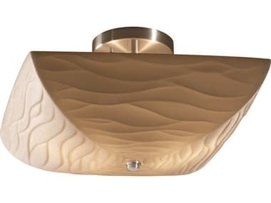 Justice Design Group Porcelina 14" 2-Light Brass Bowl Semi Flush Mount JDPNA9695