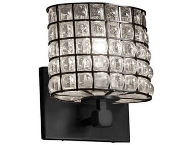 Justice Design Group Wire Glass 8" Tall 1-Light Black Wall Sconce JDWGL8427