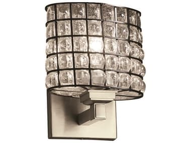 Justice Design Group Wire Glass 8" Tall 1-Light Nickel Wall Sconce JDWGL8437