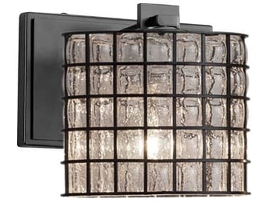 Justice Design Group Wire Glass 6" Tall Black Wall Sconce JDWGL8447