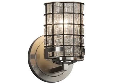 Justice Design Group Wire Glass 8" Tall 1-Light Nickel Wall Sconce JDWGL8451