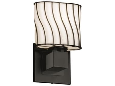 Justice Design Group Wire Glass 9" Tall 1-Light Black Wall Sconce JDWGL8707