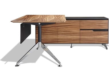 Unique Furniture 400 Series 77'' x 73'' Zebrano Executive Desk with Right Return Cabinet JE481ZE