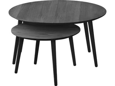 Unique Furniture Adda Round Wood Black Oak End Table JEADDA4858BLK