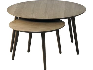 Unique Furniture Adda Round Wood Smoked Oak End Table JEADDA4858BRW