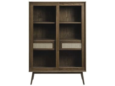 Unique Furniture Barrali 43'' Wide Oak Wood Smoked Display Cabinet JEBARR4672BRW