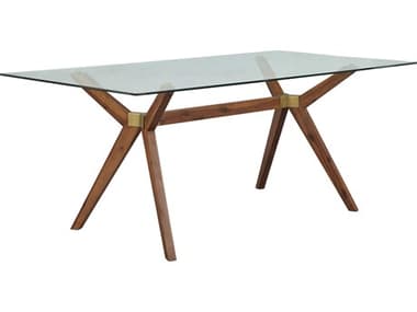 Unique Furniture Denali 75&quot; Rectangular Glass Acacia Dining Table JEDNLI2620