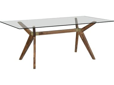 Unique Furniture Denali Rectangular Glass Walnut Dining Table JEDNLI3575