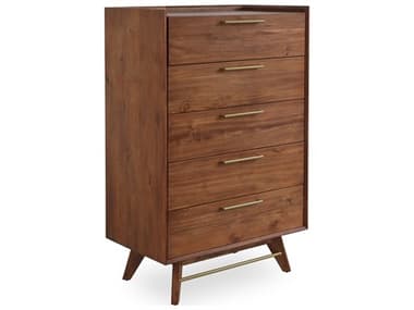 Unique Furniture Denali 5-Drawers Walnut Stain Brown Acacia Wood Accent Chest JEDNLI4524