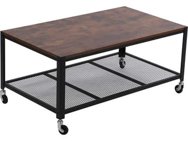 Unique Furniture Louis 42" Rectangular Wood Black rustic Coffee Table JELOU8628