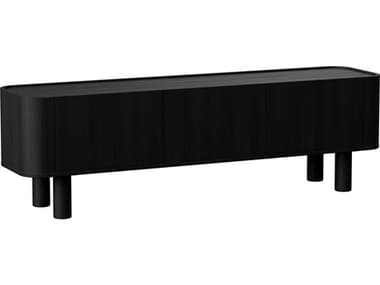 Unique Furniture Monsun 80" Oak Wood Black Media Console JEMONS5033BLK
