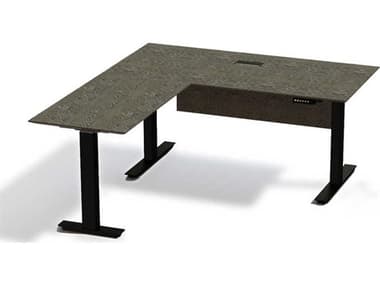 Unique Furniture Oslo 63" Grey Ash Black Computer Desk Height Adjustable & Standing Desks L-Shaped JEO6369GREY