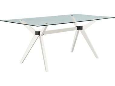 Unique Furniture Rainier Rectangular Glass Grey Dining Table JERAIN3575