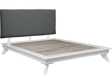 Unique Furniture Rainier White Gray Acacia Wood Queen Platform Bed JERAIN4520WH
