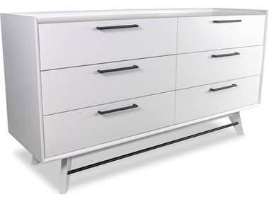 Unique Furniture Rainier 6-Drawers Acacia Wood Double Dresser JERAIN4523WH