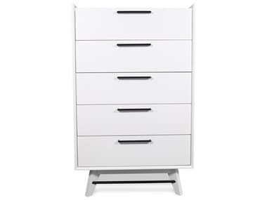 Unique Furniture Rainier 5-Drawers White Acacia Wood Accent Chest JERAIN4524WH