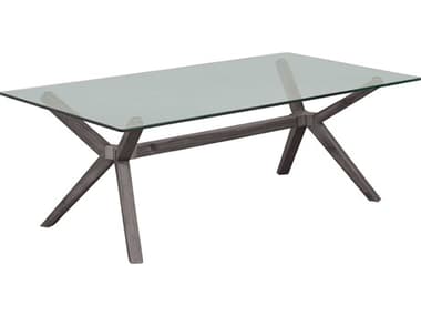 Unique Furniture Rainier 51" Rectangular Glass Grey Coffee Table JERAIN4525