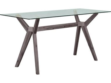 Unique Furniture Rainier Rectangular Glass Grey Dining Table JERAIN4528