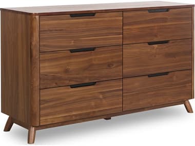 Unique Furniture Tahoe 38&quot; Wide 6-Drawers Brown Walnut Wood Double Dresser JETAHDN4191