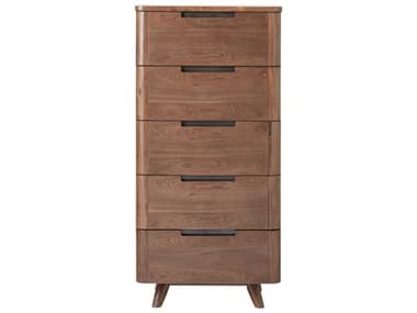 Unique Furniture Tahoe 23" Wide 5-Drawers Walnut Brown Wood Accent Chest JETAHOE4189