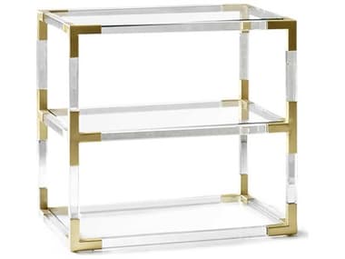 Jonathan Adler Jacques 28" Rectangular Glass Clear Brass End Table JON17472