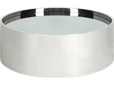 Jonathan Adler Alphaville Stainless Steel / Smoked Mirorr 39'' Wide Round Coffee Table JON21901