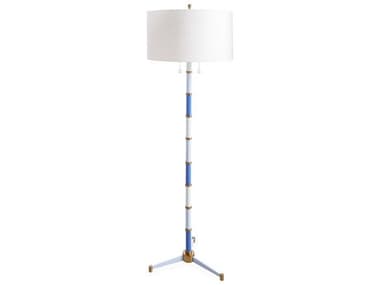 Jonathan Adler Scala 66" Tall Poppy Blue Brass Floor Lamp JON31819