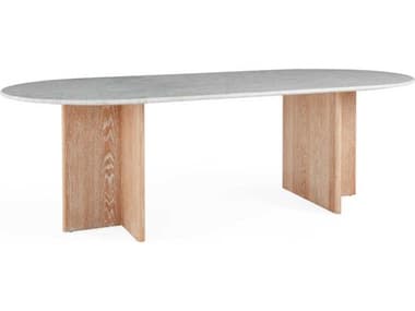 Jonathan Adler Brussels 94" Oval Carrara Marble Solid Oak Dining Table JON32287