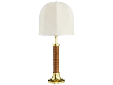 Jonathan Adler Riviera Dome1 - Light Honey Stain Rattan Antique Brass Table Lamp JON32708