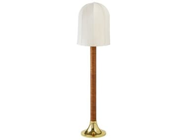 Jonathan Adler Riviera Dome 63" Tall Honey Stain Rattan Antique Brass Floor Lamp JON32714