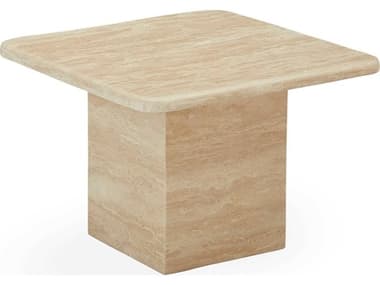 Jonathan Adler Travertine 18" Square Stone Solid Coffee Table JON33532
