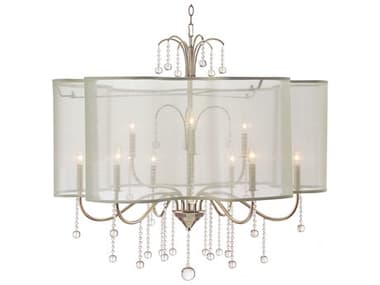 John Richard Fixed Lighting 40" Wide 9-Light Antique Parisian Silver Crystal Candelabra Chandelier JRAJC8743