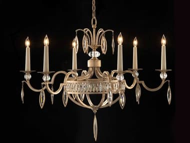 John Richard Mark Mcdowell 6-Light Antique Silver Leaf Crystal Candelabra Chandelier JRAJC8888