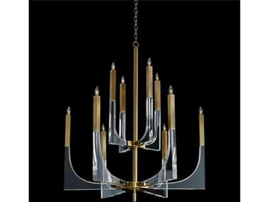 John Richard 10-Light Acrylic Antique Brass Clear Candelabra Tiered Chandelier JRAJC9040