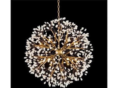 John Richard Spherical 12-Light Gold Leaf Crystal Pendant JRAJC9082