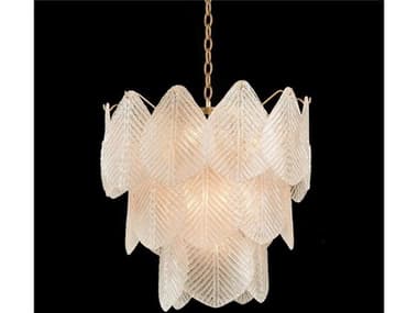 John Richard 9-Light Antique Gold Leaf White Glass Tiered Pendant JRAJC9094