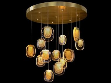 John Richard Bansho 35" 21-Light Antique Brass Glass LED Pendant JRAJC9252