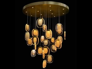 John Richard Bansho 40" 39-Light Antique Brass Glass LED Pendant JRAJC9253