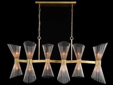 John Richard Bonheur 12-Light Gold Leaf Linear Island Pendant JRAJC9353