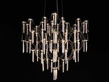 John Richard Stone Grove Polished Stainless Steel White Chandelier JRAJC9432