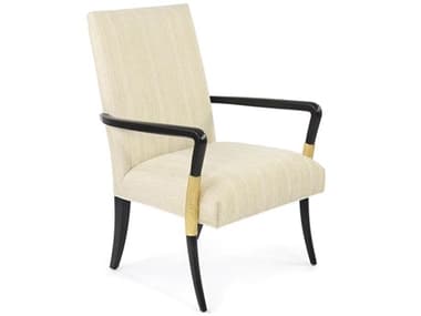 John Richard Christine Rendino Beech Wood Brown Fabric Upholstered Arm Dining Chair JRAMF1637V228G2179