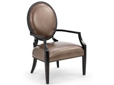 John Richard Christine Rendino Leather Beech Wood Brown Upholstered Arm Dining Chair JRAMF1679V228ACFBAS