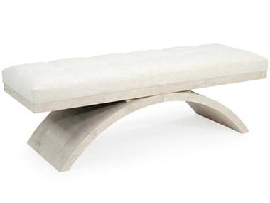 John Richard Mark Mcdowell 60" White Tiza Gesso Fabric Upholstered Accent Bench JRAMF1742V711109AS
