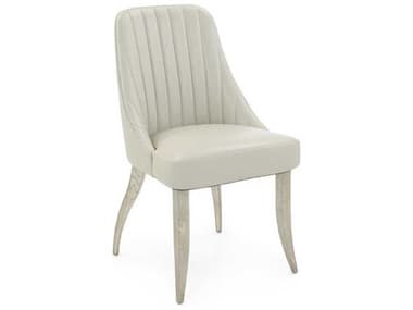 John Richard Amara Oak Wood White Leather Armless Dining Chair JRAMF1810V147LTGYAS