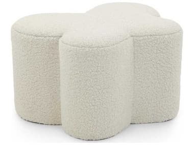 John Richard Mariposa Agnello Bianco White Upholstered Ottoman JRAMQ12175014AS