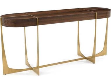 John Richard Mark Mcdowell 66" Oval Wood Brown Gold Console Table JREUR020354