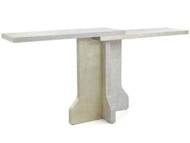 John Richard Mercurio Rectangular Wood White Washed Bright Silver Console Table JREUR020372