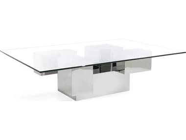 John Richard Excelsis Rectangular Glass Polished Stainless Steel Coffee Table JREUR030877