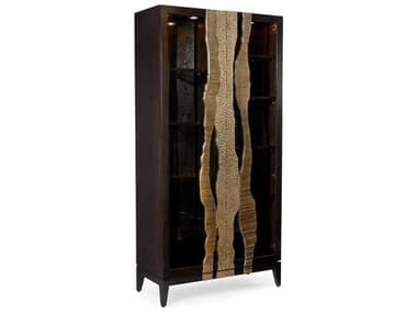 John Richard Mark Mcdowell 42'' Wide Beech Wood Gold Leaf Espresso Display Cabinet JREUR040683